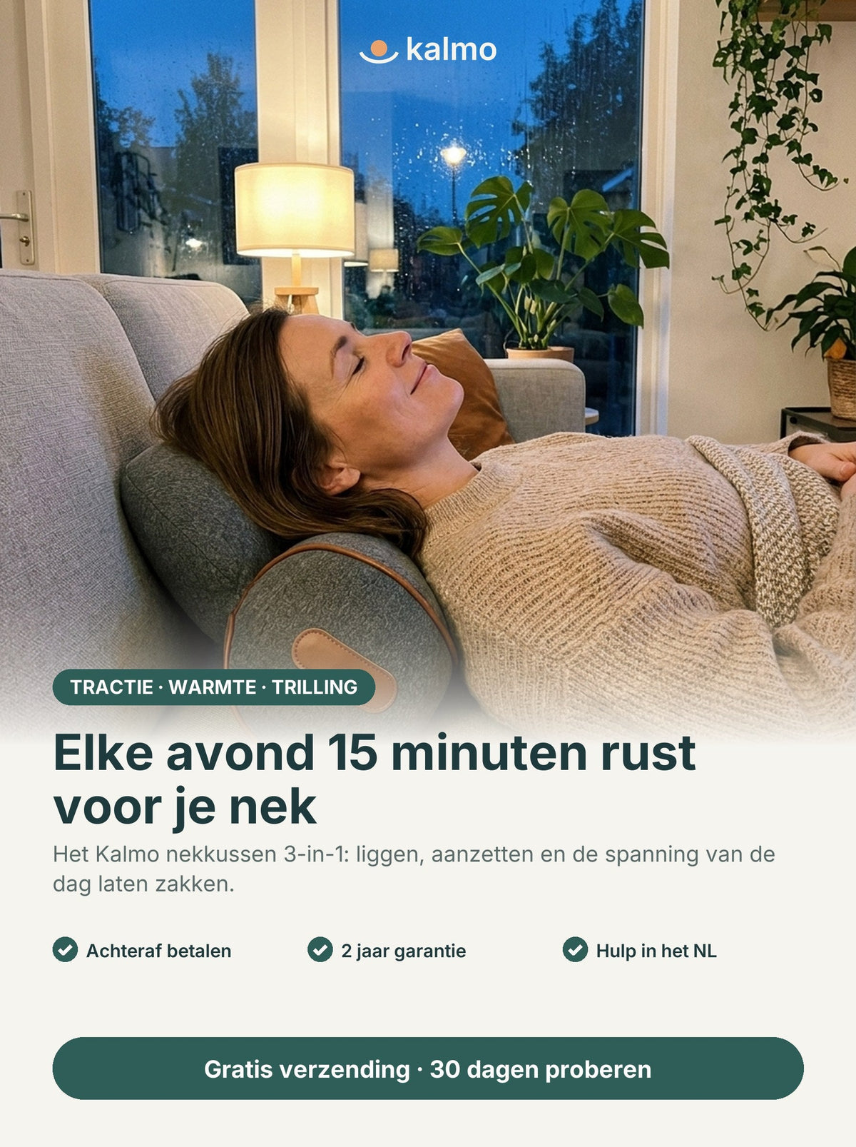 Kalmo nekkussen 3-in-1: elke avond 15 minuten rust voor je nek